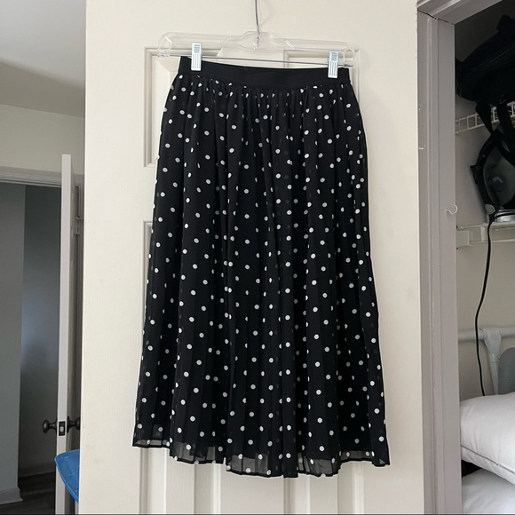 A New Day Black Polka Dot Midi Skirt - Picture 1 of 3
